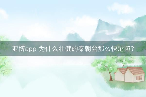 亚博app 为什么壮健的秦朝会那么快沦陷？