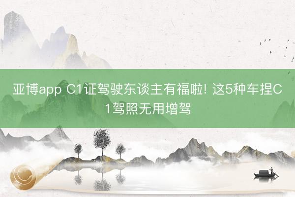 亚博app C1证驾驶东谈主有福啦! 这5种车捏C1驾照无用增驾