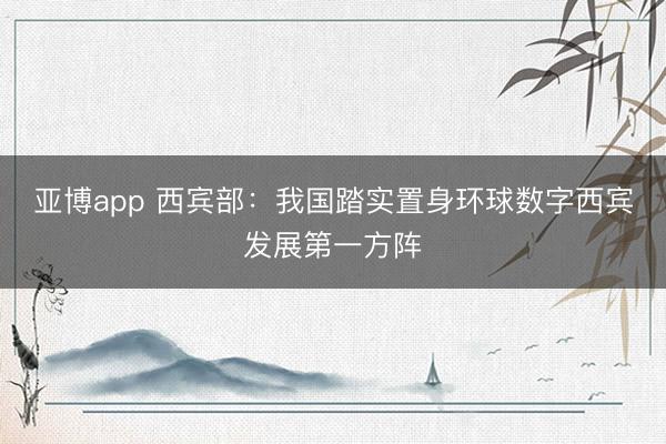 亚博app 西宾部：我国踏实置身环球数字西宾发展第一方阵